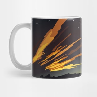 Sunrise cartoon landscape and comet tails Mug